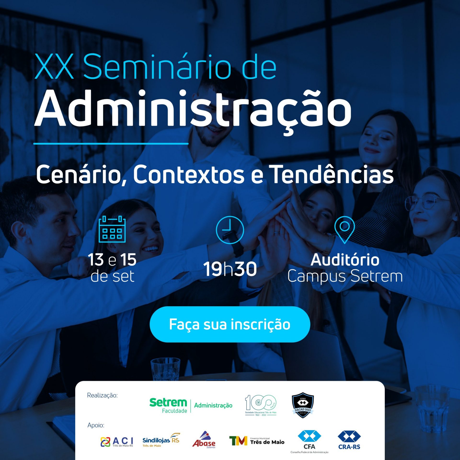 XX Seminário de Administração será realizado nos dias 13 e 15 de setembro
